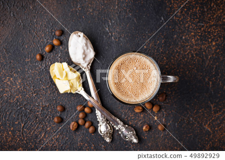 Bulletproof coffee. Ketogenic low carb drink Bulletproof coffee. Ketogenic low carb drink 49892929