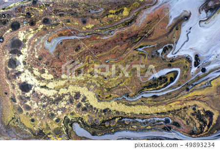 Gold, bronze and blue marbling pattern. Golden marble liquid texture. Gold, bronze and blue marbling pattern. Golden marble liquid texture. 49893234