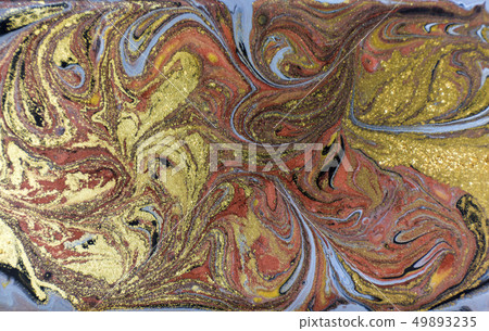 Gold, bronze and blue marbling pattern. Golden marble liquid texture. Gold, bronze and blue marbling pattern. Golden marble liquid texture. 49893235