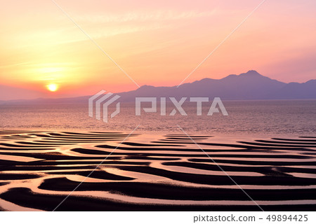 Sunset over the coast of Okinawa 49894425