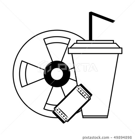 Cinema and movies cartoons in black and white 49894898