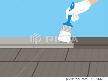 Exterior wall painting series roof painting construction 49896616