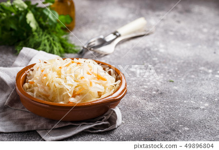 Homemade sauerkraut or pickled cabbage 49896804