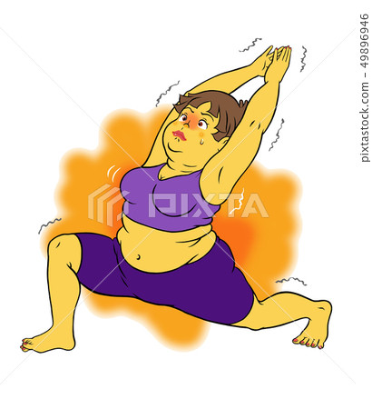 Chubby woman doing hot yoga - Stock Illustration [49896946] - PIXTA