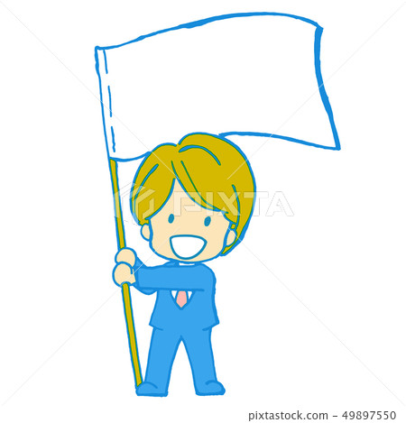 Young employee mini flag office worker illustration flag Young employee mini flag office worker illustration flag 49897550