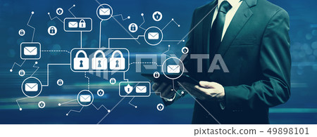 Email security theme with businessman Email security theme with businessman 49898101