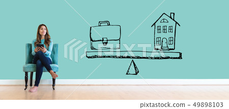 Work and life balance with young woman 49898103