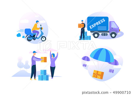 Express Delivery Icon Set on White Background. 49900710