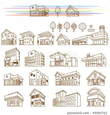 各種建築物的插圖 插圖素材 圖庫