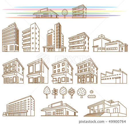 各種建築物的插圖 插圖素材 圖庫