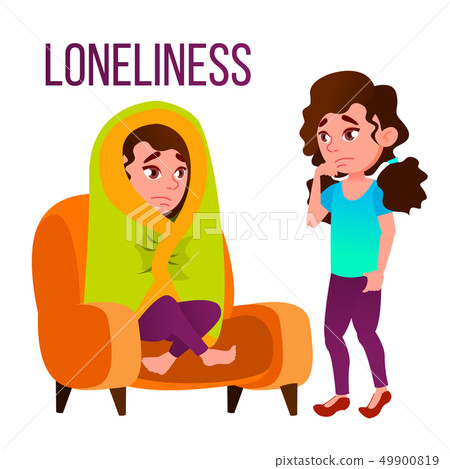 Loneliness Cartoon Vector Poster Template With Text Loneliness Cartoon Vector Poster Template With Text 49900819