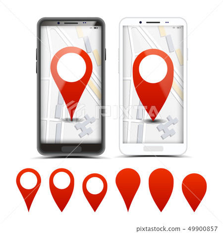GPS Navigator Red Pointers, Vector Markers Set 49900857