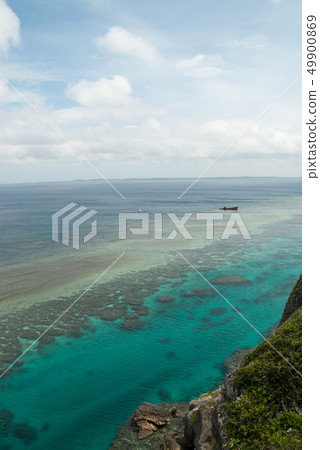 Blue sea southern country coral reef and wreck Blue sea southern country coral reef and wreck 49900869