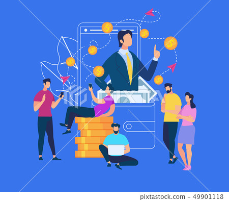 Businessman Speak at Huge Purse with Banknotes 49901118