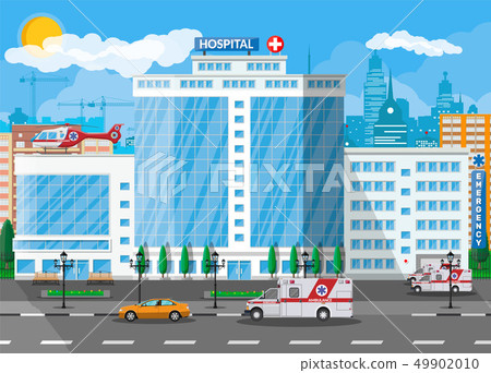 Hospital building, medical background Hospital building, medical background 49902010