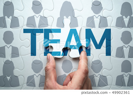 Create a business team. Assembly of jigsaw puzzles. Create a business team. Assembly of jigsaw puzzles. 49902361