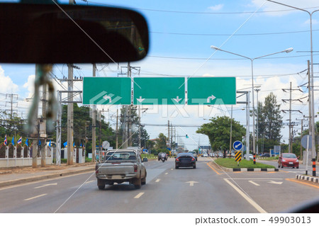 Empty sign traffic on road. 49903013