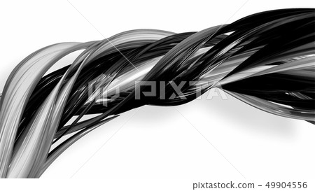 Black and white twisted plastic stripes with beautiful highlights. 49904556