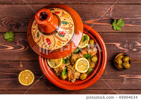Traditional moroccan tajine of chicken with salted 49904634