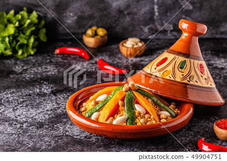 Vegetable tagine with almond and chickpea 49904751