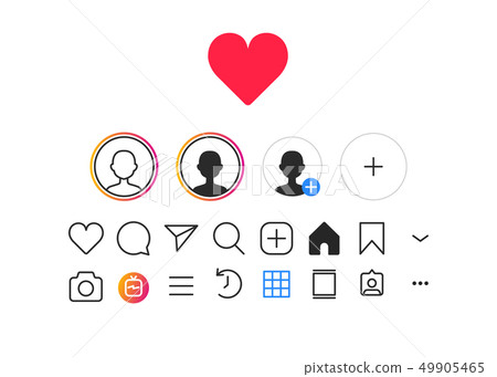 Set Of Social Media Icons For Instagram 图库插图