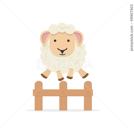 Sheep jumping over the Fence - Stock Illustration [49907803] - PIXTA