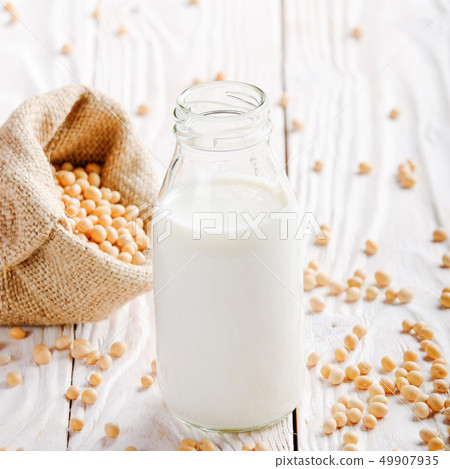 Non-dairy alternative Soy milk or yogurt in glass 49907935