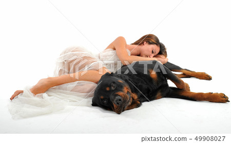 bride and rottweiler bride and rottweiler 49908027