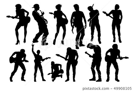 Guitarist Musicians Silhouettes Set 49908105