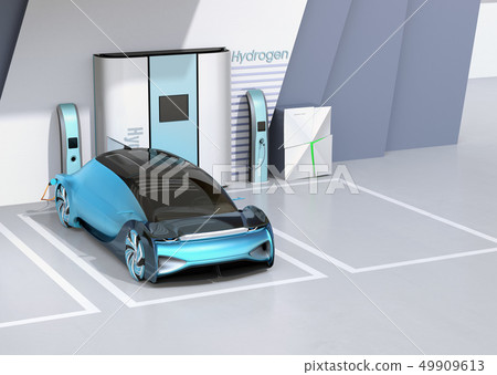 Image of self-operated FCV filling hydrogen station in hydrogen station Image of self-operated FCV filling hydrogen station in hydrogen station 49909613