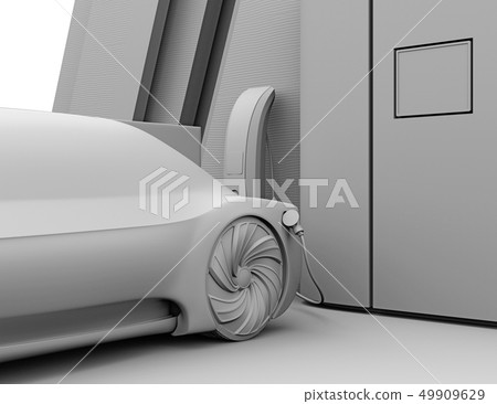 Clay rendering image of an autonomously operating FCV filling hydrogen station with hydrogen gas Clay rendering image of an autonomously operating FCV filling hydrogen station with hydrogen gas 49909629
