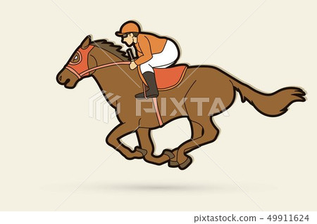 Jockey riding horse cartoon sport graphic vector 49911624