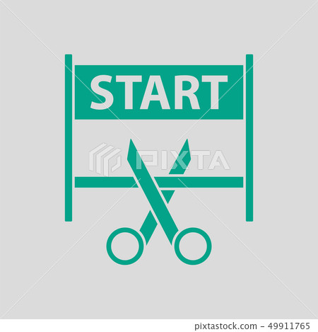 Scissors Cutting Tape Between Start Gate Icon 49911765