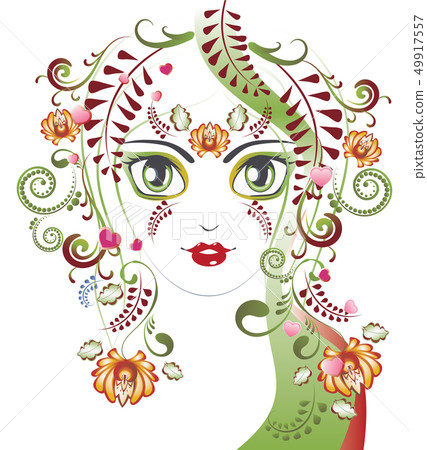 Floral Girl Face Floral Girl Face 49917557