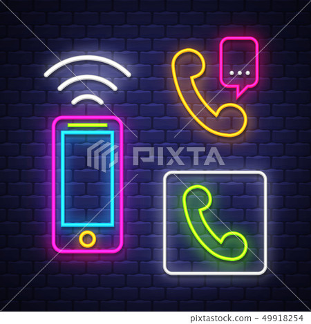 Phone communication neon signs collection Phone communication neon signs collection 49918254