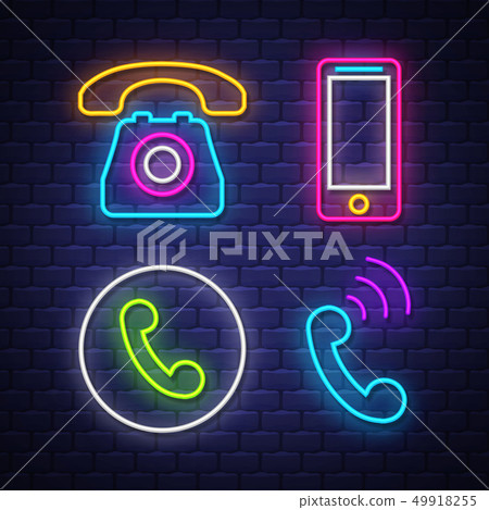 Phone communication neon signs collection Phone communication neon signs collection 49918255