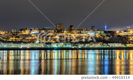Night view of embankment in Nizhny Novgorod Night view of embankment in Nizhny Novgorod 49918314