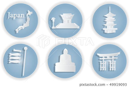 Japan with famous Japanese landmarks Stylish web d 49919093