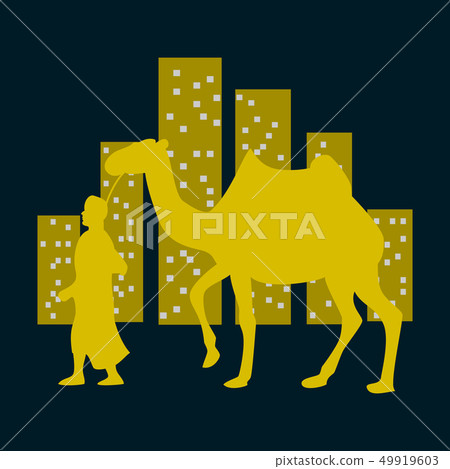 flat icon on theme Arabic business Arab with a camel flat icon on theme Arabic business Arab with a camel 49919603