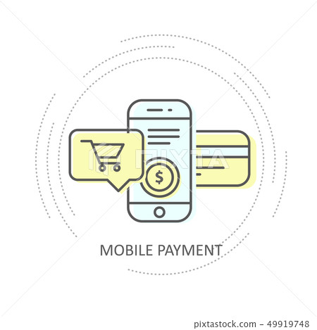 Online mobile payment with credit card icon - 49919748