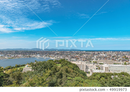 Prospect of Yonago city area from the ruins of Yonago Castle Tenshu 49919973
