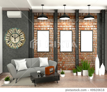 Loft living room interior design 49920618