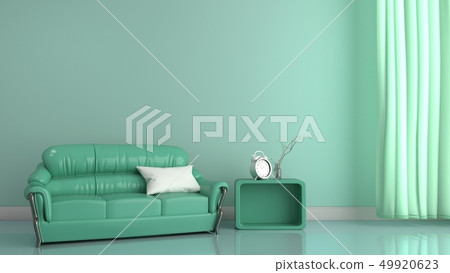 Modern room interior mint style. 3D rendering Modern room interior mint style. 3D rendering 49920623