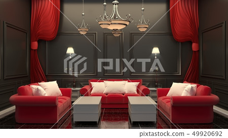 Contemporary room interior red sofa Contemporary room interior red sofa 49920692