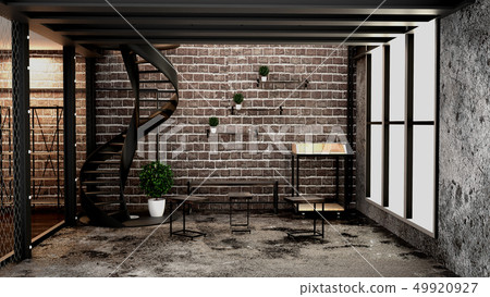 Modern loft style living interior design. 3d rende 49920927