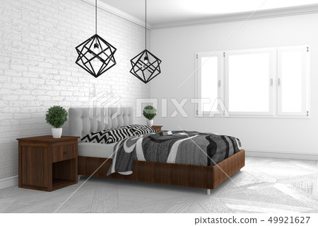Beautiful,Bedroom in modern interior design  49921627