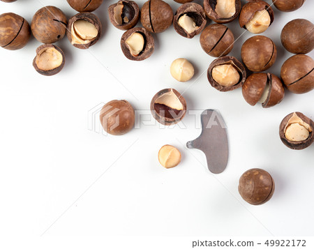 Set macadamia nuts isolated 49922172