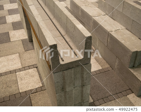 closeup of hollow concrete blocks armored by iron closeup of hollow concrete blocks armored by iron 49922475