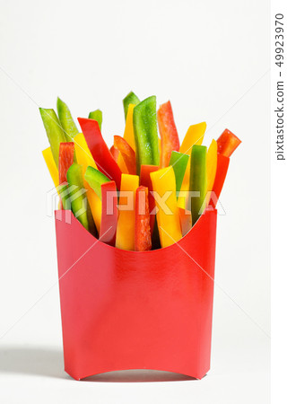 Paper lunch boxes with fresh bell peppers Paper lunch boxes with fresh bell peppers 49923970