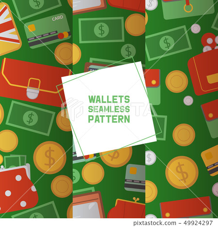 Wallet vector seamless pattern leather purse business billfold with banknotes money illustration Wallet vector seamless pattern leather purse business billfold with banknotes money illustration 49924297